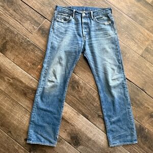 Levi's Men's 501 Original Fit Distressed Denim Jeans, Medium Wash, 32 x30